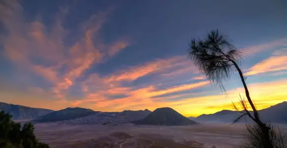 Panorama Kota Batu dari lereng Gunung Welirang saat senja